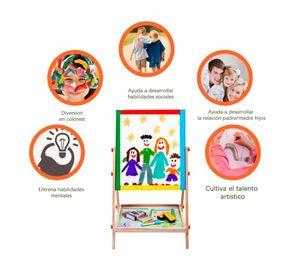 Pizarra Atril Para Niños 2 En 1 Doble Madera + Tiza Y Plumón