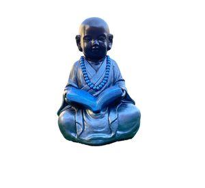 Figura Niño Monje Tibetano Leyendo Black/Silver 45 cm