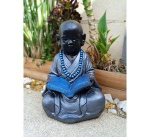 Figura Niño Monje Tibetano Leyendo Black/Silver 45 cm
