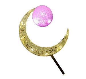 DECO TORTA LUNA ACRILICO F.C. ROSADO LED X1 UN