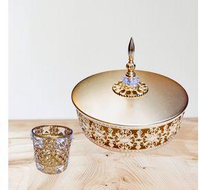 Elegante Set 2 Piezas Deco Candy Bar (Bandeja y Decoración) - Metal