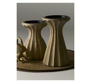 Candelabro Mediano Madera Blanca Boho