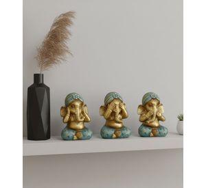 Set 3 Figuras Decorativas Sabiduría Ganesha Adorno Jhn