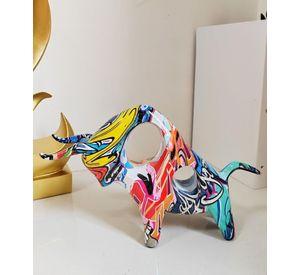 Figura Decorativa Toro Estatua Graffiti Adorno Hogar Jhn