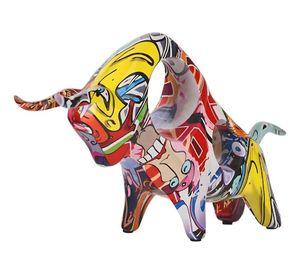 Figura Decorativa Toro Estatua Graffiti Adorno Hogar Jhn
