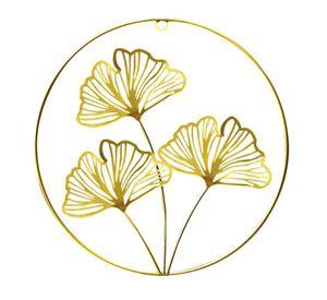 Colgante Decorativo Redondo de Hojas Dorado, Adorno Elegante.
