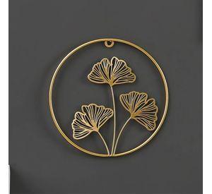 Colgante Decorativo Redondo de Hojas Dorado, Adorno Elegante.