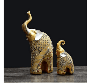 Set de elefantes decorativos tonos dorados