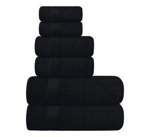 Set De 6 Toallas De Baño Algodon 500gr Cuerpo Mano Grande Az  Gris Negro