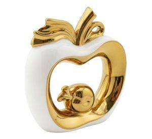 Figura Decorativa Manzana Núcleo Dorado Estatua Adorno Jhn