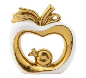 Figura Decorativa Manzana Núcleo Dorado Estatua Adorno Jhn