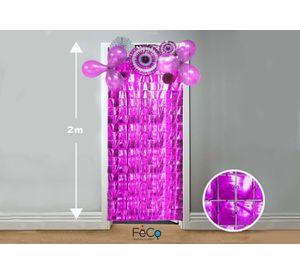 CORTINA METALICA CUADRITOS 1 X 2M FUCSIA