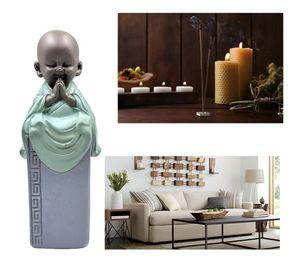 Set 2 Estatua Monje Buda Adorno Decoracion Hogar Oficina Lau