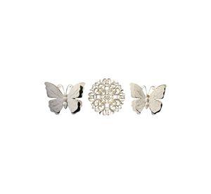 Set Decorativo Pared Mariposas Flor Arte Blanco Jhn