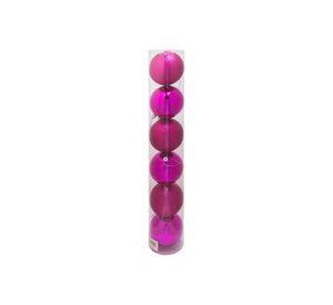 Set de 6 esferas navideñas de 10 cms color fucsia