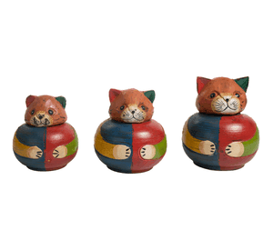 Set de 3 cajas gatos madera