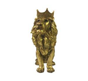 Figura Estatua León Sentado Decoración Dorado Jhn
