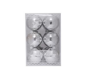 Set de 12 esferas brillantes 8 cms plata
