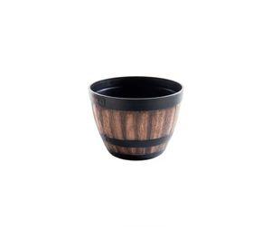 2 Maceteros Barril Simulación Madera 4L con Agujero 22.8x17cm