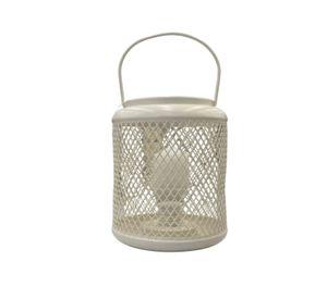 Farol Adorno Metal Rejilla Decorativo Blanco
