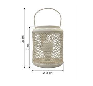 Farol Adorno Metal Rejilla Decorativo Blanco