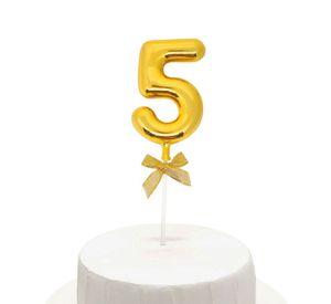 TOPPER TORTA NUMERAL DORADO 5