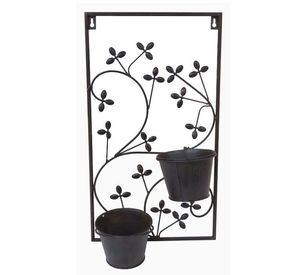 Macetero Colgante Metálico Flores Negro