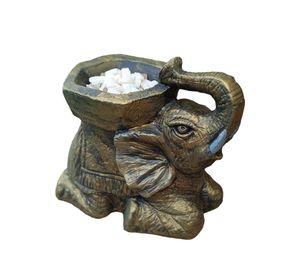 Elefante Porta Maceta o Cuarzo Golden 27 cm