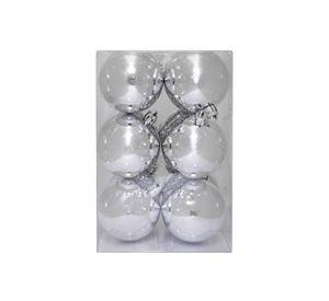 Set de 12 esferas 6 cms color plata