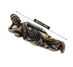 Adorno Buda Adulto Pose Acostada De Cobre Artesanía Budha