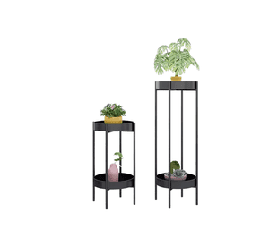 Set de 2 Pedestales para plantas redondo Negro S y M
