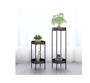 Set de 2 Pedestales para plantas redondo Negro S y M