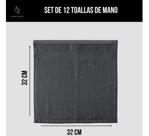 Juego De 12 Toallas Faciales 32x32cm Algodon 500g Baño Az Gr