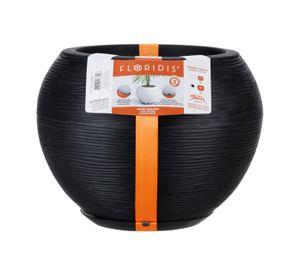 MACETERO FLORIDIS FLORENCIA NEGRO 32CM CON PLATO