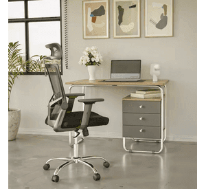 Silla de oficina presidente Ergonomus Delphi base cromada color negro