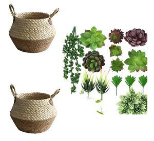Maceta Mimbre Cesta Jardineria Decoracion Hogar Lau