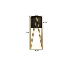 Porta Macetero Pedestal Negro y Dorado para Plantas