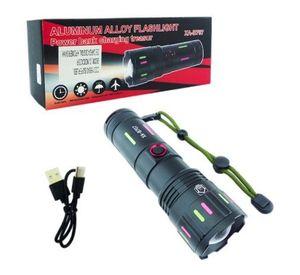 Linterna LED AX-B707 Aluminio Zoom USB Carga Digital