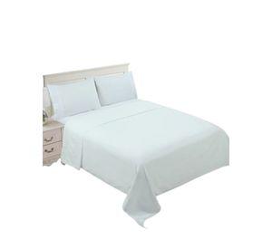 Juego de sabanas de algodon bordado super king color blanco