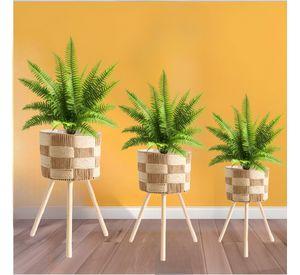 Set De 3 Maceteros Tejidos A Mano Jardín Decoración Jhn