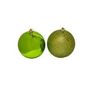 Set de 6 esferas navideñas 10 cms color verde