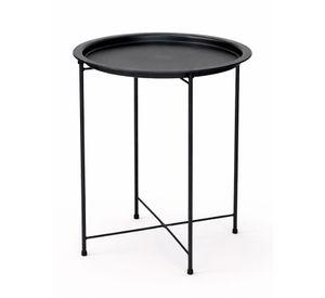 Mesa Lateral metálica redonda 51x47x47 cm Negro