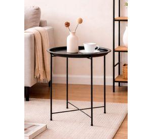Mesa Lateral metálica redonda 51x47x47 cm Negro