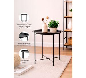 Mesa Lateral metálica redonda 51x47x47 cm Negro