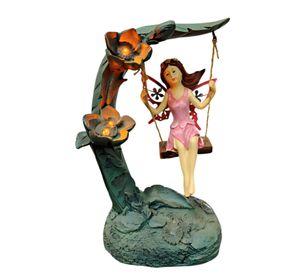 Figura Decorativa Hada Columpio Jardín Adorno Solar Jhn