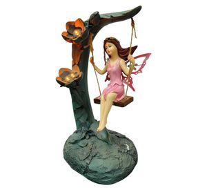 Figura Decorativa Hada Columpio Jardín Adorno Solar Jhn