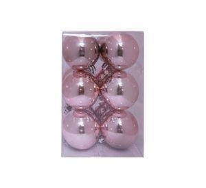 Set de 12 esferas 6 cms color rosado