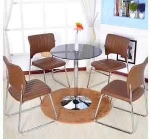 Set 3 Mesas de Bar Vidrio Templado Negro Regulable 60 CM Diámetro