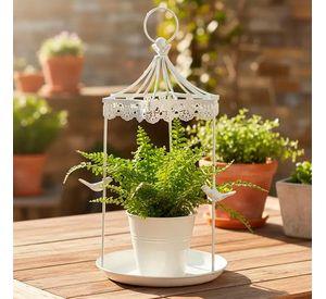 Macetero Para Plantas Flores De Metal Pajaritos