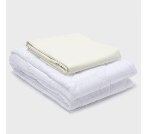 COMBO SABANA BEIGE + CUBRECOLCHON KING
